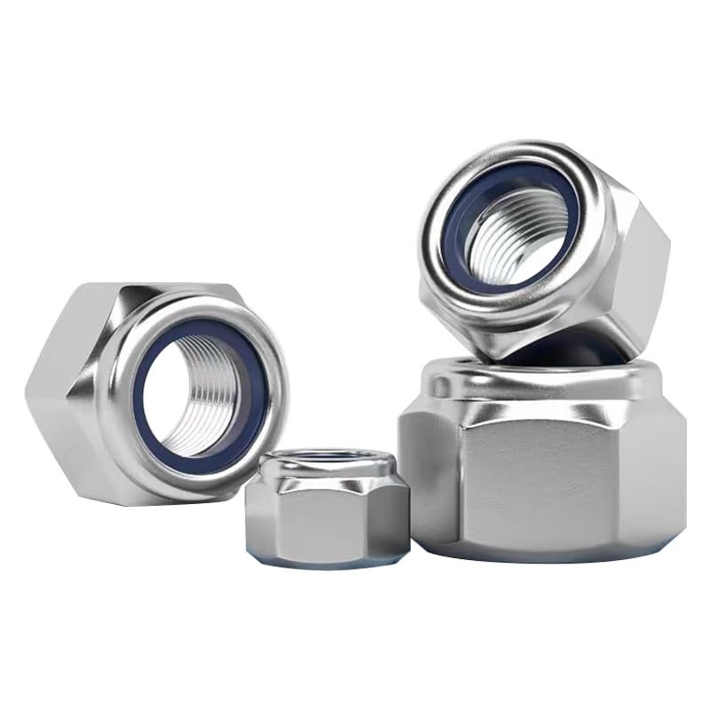 M8-1.25mm Locknuts, 45PCS 304 (A2-70) Stainless Steel Nylon Insert Lock Nuts,Standard Metric Thread Nylock Nuts