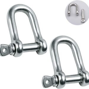 Stainless Steel 304 D Shape Shackle 5/32", 1/4", 5/16",3/8", 9/16", for Chains Wirerope Lifting Outdoor Camping Survival Rope Bracelets Or for Heavy Duty Construction