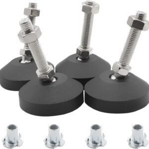 4 Pcs M10 Leveling Feet with T-Nut, D60 x M10 x H50