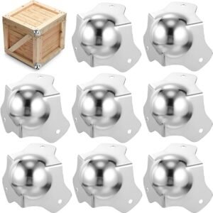 8 Pieces Metal Ball Corner Edge Protector - Heavy Duty Furniture & Flight Case Corner Guard, Impact Resistant Safety Bumpers for Storage Cabinet, Road Case, Tool Box (Silver)