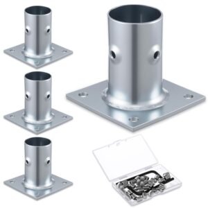 4 Pack Galvanized Steel Flange Oblong Base for 1-5/8 OD Tubing