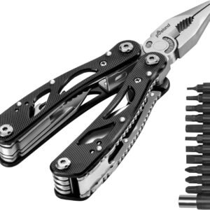 Multitool Pliers Set Stainless Steel Screwdriver Tool with 11 Screwdriver Bits Black