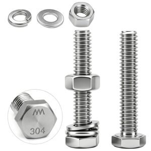25 Sets 1/4-20x1-1/4 Bolt and Nut Set, Flat & Lock Washers Included,100PCS