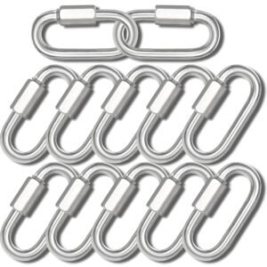 12PCS 2.3IN Silver Quick Link,Heavy Duty Locking Carabiner Rated 900 Lbs