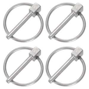 4Pcs 1/8" x 1-3/16" Linch Pin with Ring, Stainless Steel Round Linch Pins for Boat Kayak Canoe, Trailer Trolley Trucks Mower, Silver