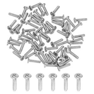60-Pack Flat Head Machine Screws, M1x4mm 304 Stainless Steel Phillips Drive Tiny Screws for Machinery/Equipment, Cross Drive Hardware Fastener