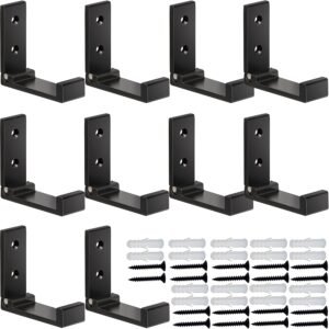 Folding Coat Hooks, 10Pcs Wall Hooks for Hanging Coat Towel Hooks Hardware Heavy Duty Aluminum Alloy Headphone Holder Hooks No Rust Wall Mounted with Screws for Bags Fitness Equipment
