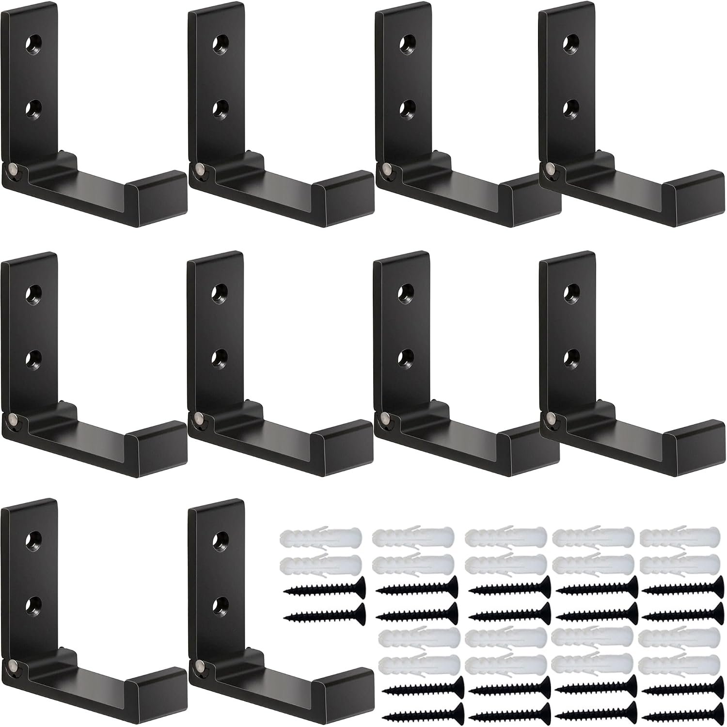 Folding Coat Hooks, 10Pcs Wall Hooks for Hanging Coat Towel Hooks Hardware Heavy Duty Aluminum Alloy Headphone Holder Hooks No Rust Wall Mounted with Screws for Bags Fitness Equipment
