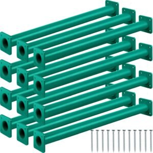 12 Pack Monkey Bars Swing Set Accessories Rods Playset Ladder Rungs Hardware Kit Steel Monkey Bar with Screws for Backyard Playground Equipment Mounting Plates(15-1/8 Inch,Green)